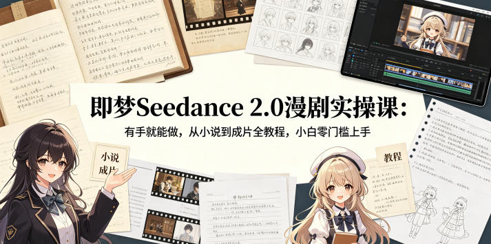 即梦Seedance 2.0漫剧实操课：有手就能做，从小说到成片全教程，小白零门槛上手-云途创业网