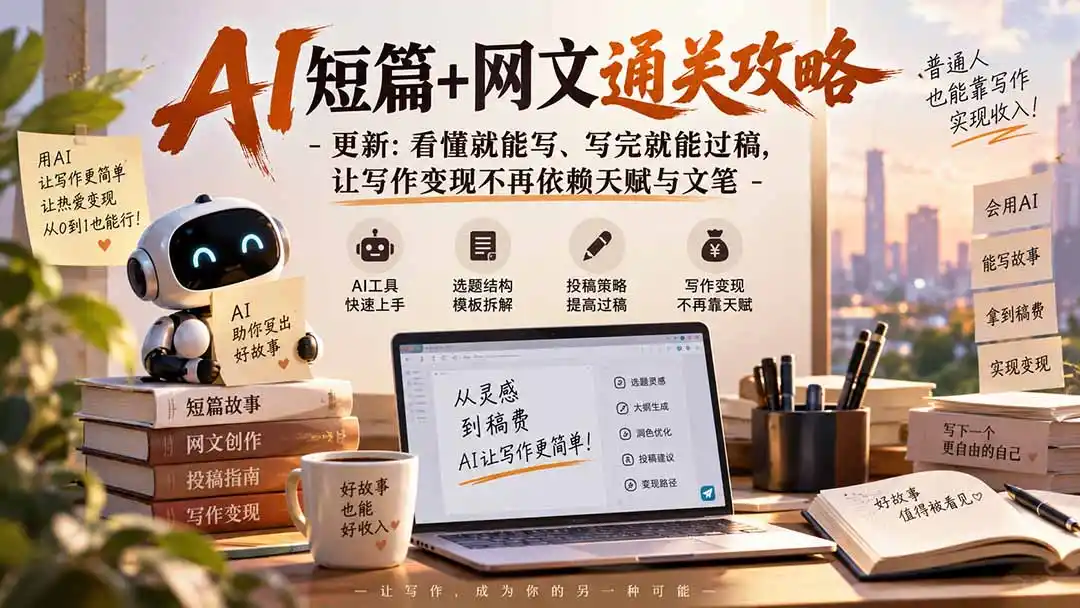 AI短篇+网文通关攻略-更新1009：看懂就能写、写完就能过稿，让写作变现不再依赖天赋与文笔-云途创业网