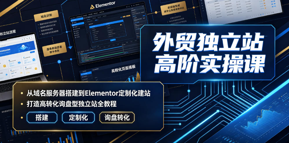 外贸独立站高阶实操课|从域名服务器搭建到Elementor定制化建站,打造高转化询盘型独立站全教程-云途创业网