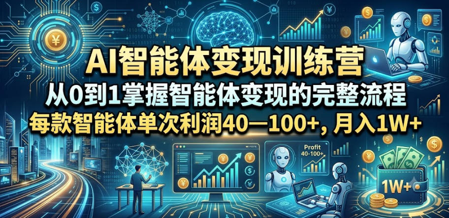 AI智能体变现训练营，从0到1掌握智能体变现的完整流程，每款智能体单次利润40—100+，月入1W+-云途创业网