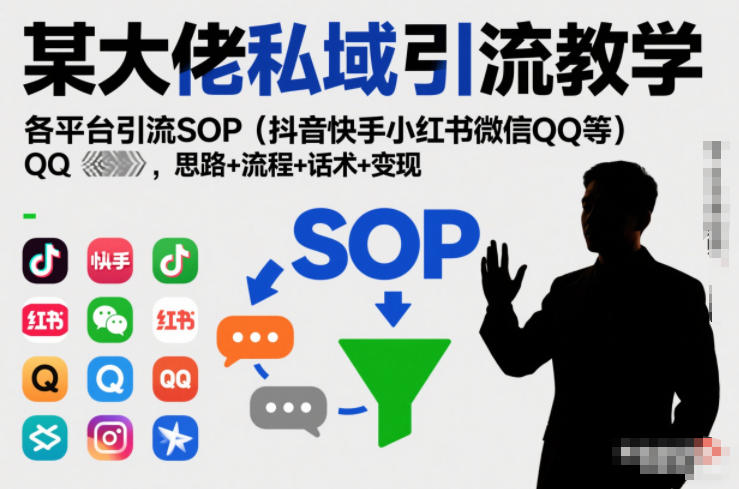某大佬私域引流教学,各平台引流SOP(抖音快手小红书微信QQ等),思路+流程+话术+变现(更新0708)-云途创业网