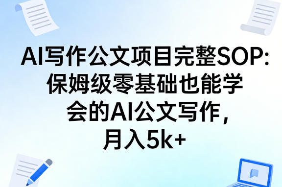 AI写作公文项目完整SOP,保姆级零基础也能学会的AI公文写作,月入5k+-云途创业网