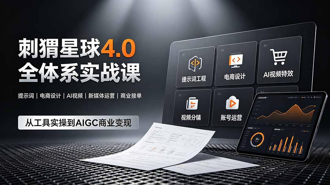 刺猬星球4.0全体系实战课,覆盖提示词工程、电商设计、AI视频特效与新媒体运营,一站式掌握AIGC商业核心技能-云途创业网