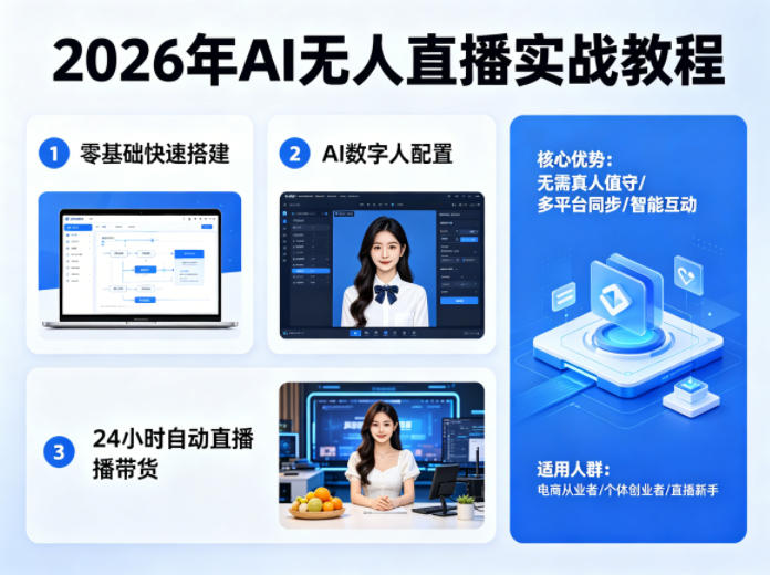 2026年AI无人直播实战教程，零基础也能快速搭建AI数字人无人直播间，实现24小时自动直播带货-云途创业网