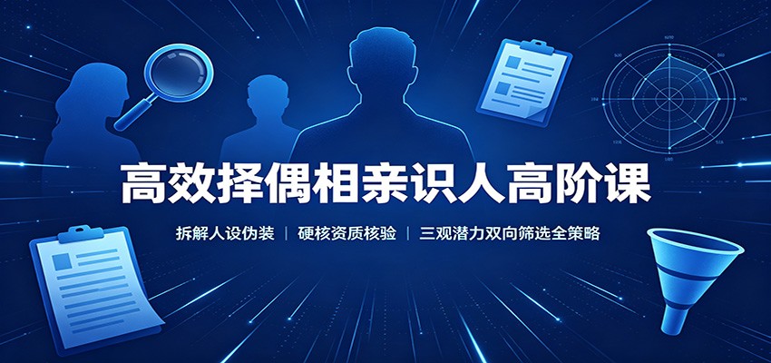 高效择偶相亲识人高阶课:拆解人设伪装,硬核资质核验,三观潜力双向筛选全