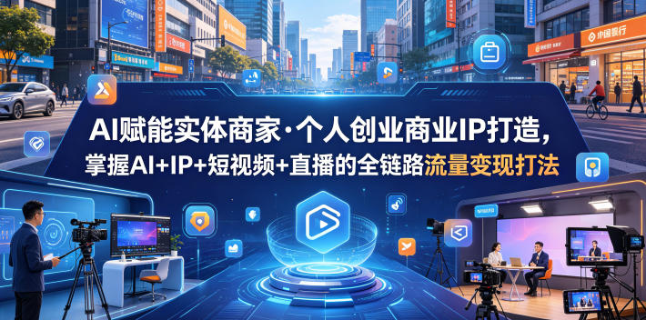 AI赋能实体商家·个人创业商业IP打造，掌握AI+IP+短视频+直播的全链路流量变现打法-云途创业网