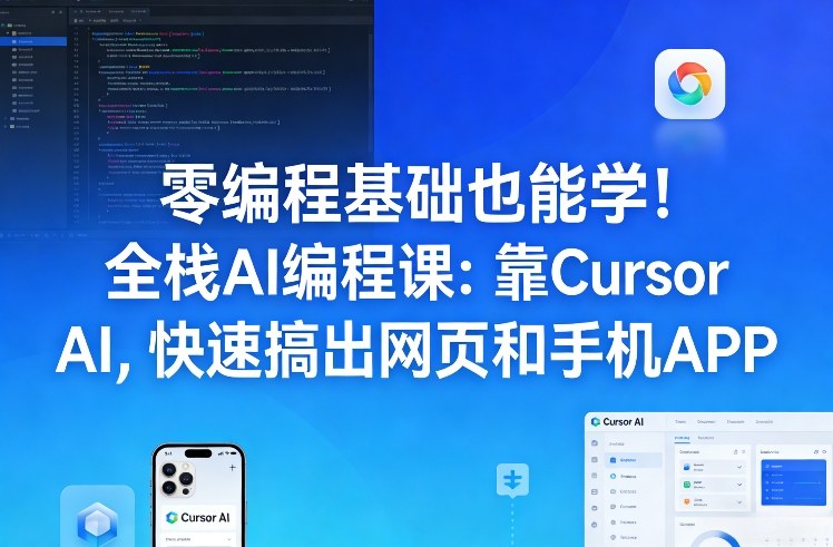 零编程基础也能学!全栈AI编程课:靠Cursor AI,快速搞出网页和手机APP-云途创业网