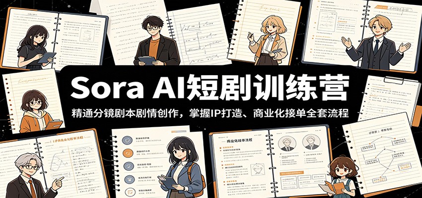 Sora AI短剧训练营：精通分镜剧本剧情创作，掌握IP打造、商业化接单全套流程-云途创业网