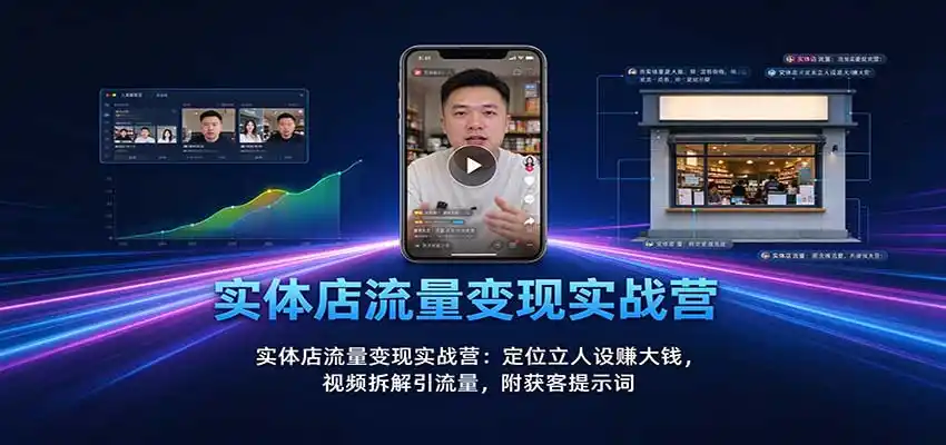 实体店流量变现实战营：定位立人设赚大钱，视频拆解引流量，附获客提示词-云途创业网