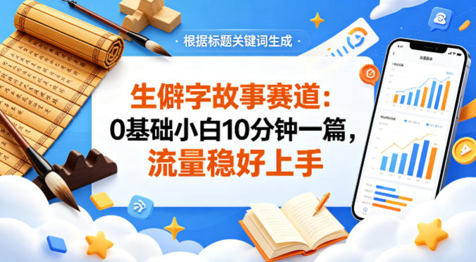公众号流量主——生僻字故事赛道，流量稳，好上手，0基础小白也能10分钟一篇-云途创业网
