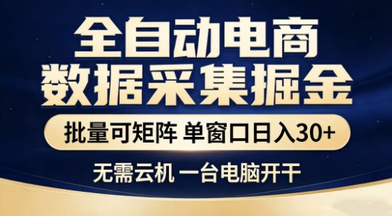 独家电商数据全自动采集项目,批量可矩阵,单窗口轻松日入3张+【揭秘】-云途创业网
