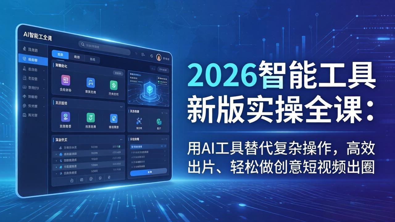 2026智能工具新版实操全课:用AI工具替代复杂操作,高效出片、轻松做创意短视频出圈-云途创业网