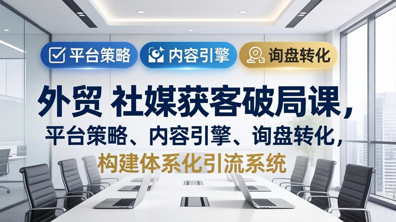 外贸 社媒获客破局课，平台策略、内容引擎、询盘转化，构建体系化引流系统(更新26年3月-云途创业网