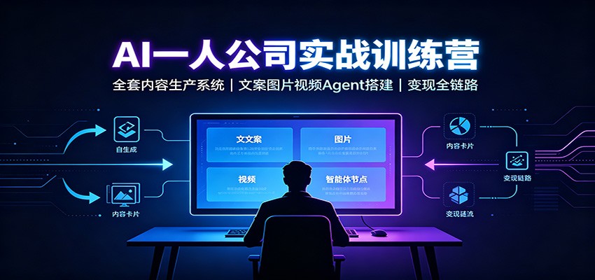 AI创作一人公司实战训练营：全套内容生产系统，文案图片视频Agent搭建变现全链路-云途创业网