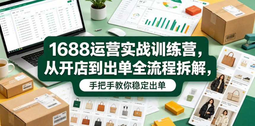 1688运营实战训练营，从开店到出单全流程拆解，手把手教你稳定出单(更新0620)-云途创业网