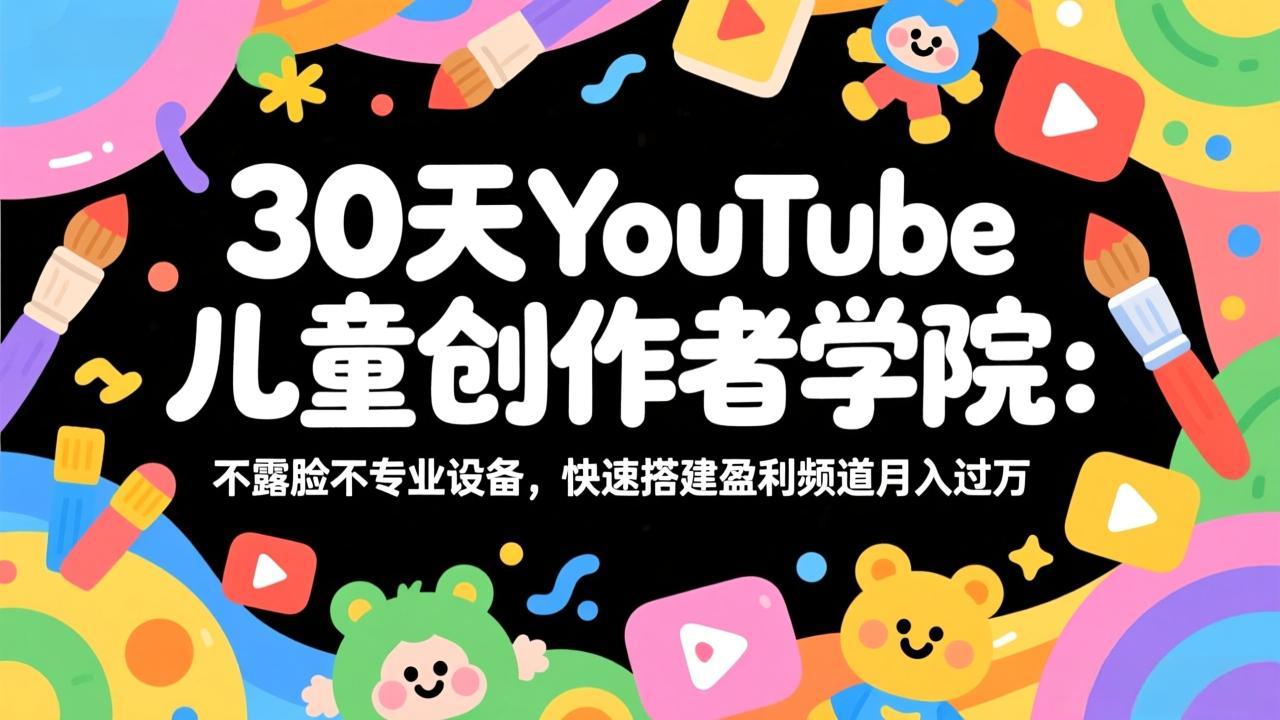 30天YouTube儿童创作者学院：不露脸不专业设备，快速搭建盈利频道月入过万-云途创业网