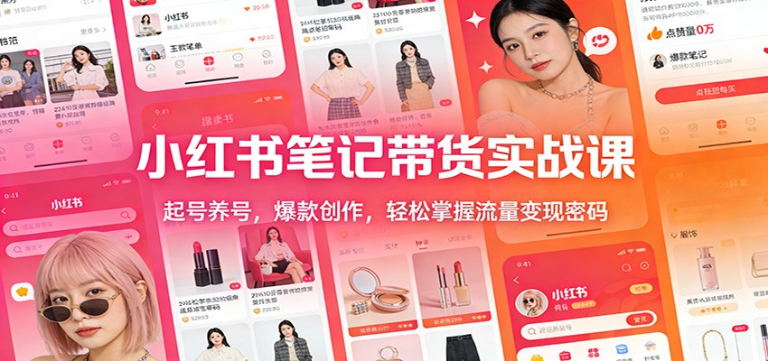 小红书笔记带货实战课：起号养号，爆款创作，轻松掌握流量变现密码-云途创业网