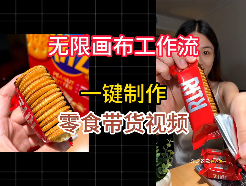 无限画布工作流一键制作零食带货视频，操作简单实操教学-云途创业网