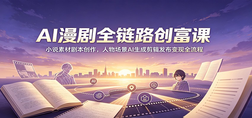 AI漫剧全链路创富课：小说素材剧本创作，人物场景AI生成剪辑发布变现全流程-云途创业网