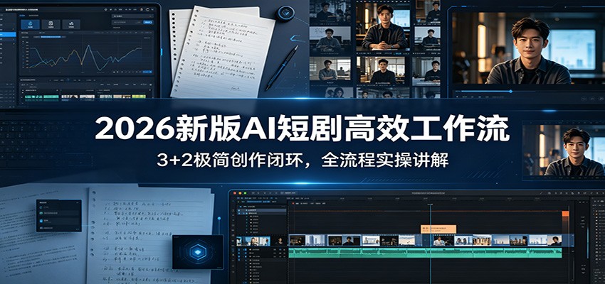 2026新版AI短剧高效工作流：3+2极简创作闭环，全流程实操讲解-云途创业网