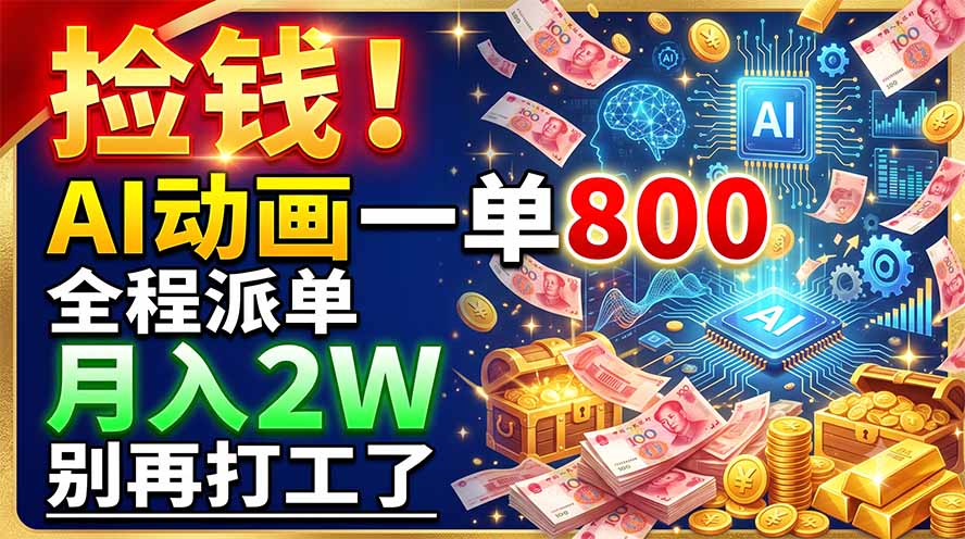 捡钱！AI动画一单800，全程派单，月入2W，别再打工了-云途创业网