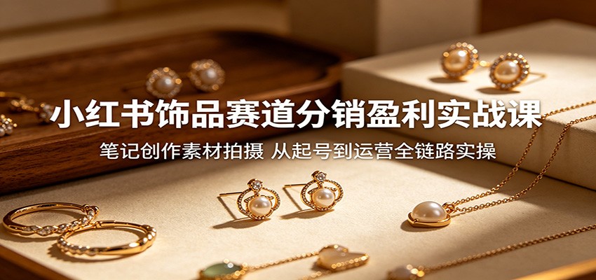 小红书饰品赛道分销盈利实战课：笔记创作素材拍摄，从起号到运营全链路实操-云途创业网