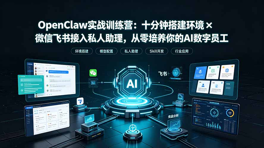 OpenClaw实战特训营：十分钟搭建环境×微信飞书接入私人助理，从零培养你的AI数字员工-云途创业网