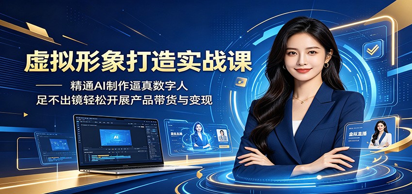 虚拟形象打造实战课:精通AI制作逼真数字人,足不出镜轻松开展产品带货与变现-云途创业网
