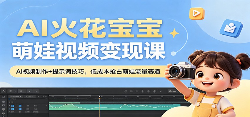 AI火花宝宝萌娃视频变现课：AI视频制作+提示词技巧，低成本抢占萌娃流量赛道-云途创业网