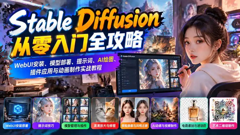 Stable Diffusion从零入门全攻略：WebUI安装、模型部署、提示词、AI绘图、插件应用与动画制作实战教程-云途创业网