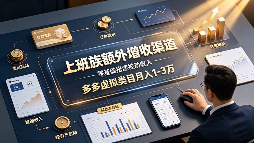 上班族额外增收渠道,零基础搭建被动收入,多多虚拟类目月入 1-3 万-云途创业网