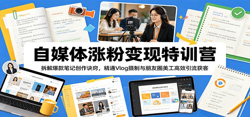 自媒体涨粉变现特训营：拆解爆款笔记创作诀窍，精通Vlog摄制与朋友圈美工高效引流获客-云途创业网