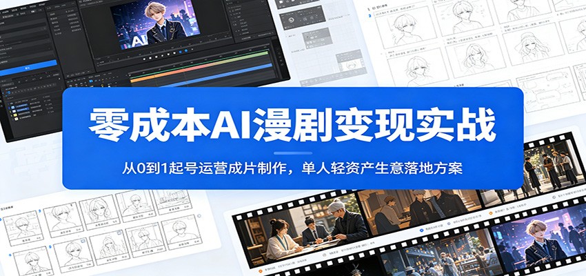 零成本AI漫剧变现实战：从0到1起号运营成片制作，单人轻资产生意落地方案-云途创业网