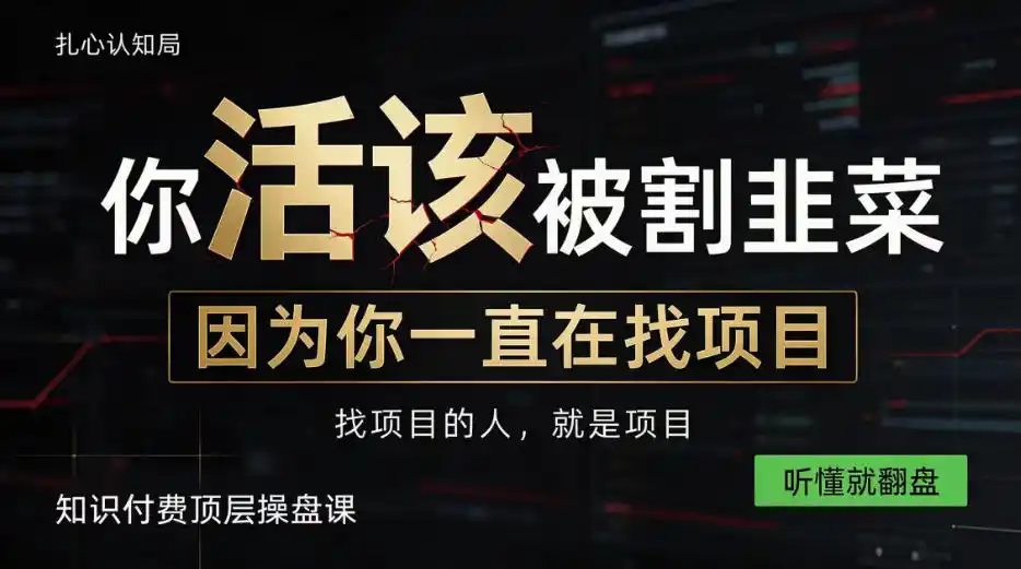 做项目不如卖项目，做知识付费自己当老板，知识付费顶层操盘课，听懂就翻盘【揭秘】-云途创业网