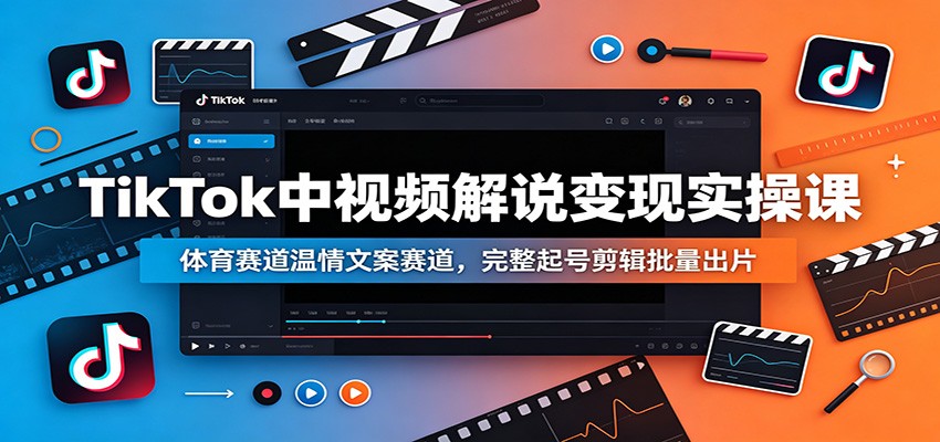 TikTok中视频解说变现实操课:体育赛道温情文案赛道,完整起号剪辑批量出片-云途创业网