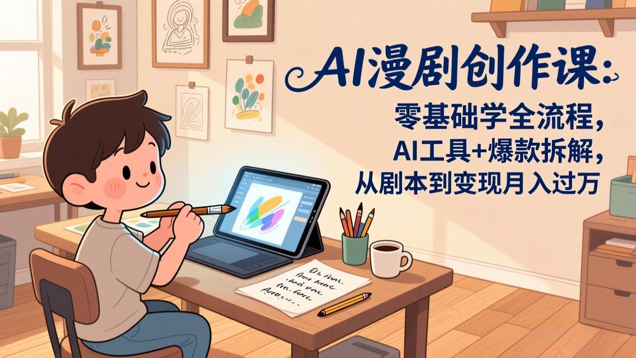 AI漫剧创作课:零基础学全流程,AI工具+爆款拆解,从剧本到变现月入过万-云途创业网