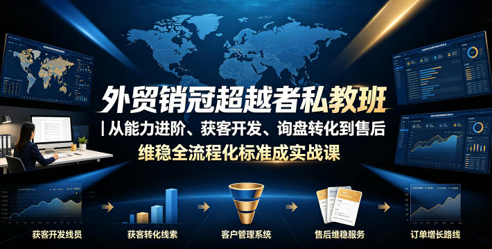 外贸销冠超越者私教班|从能力进阶、获客开发、询盘转化到售后维稳全流程标准化成交实战课-云途创业网