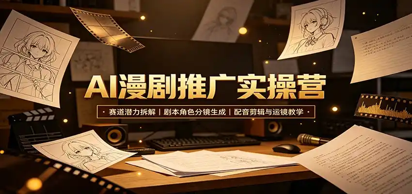 AI漫剧推广实操营:赛道潜力拆解,剧本角色分镜生成,配音剪辑与运镜教学-云途创业网