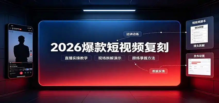 2026爆款短视频复刻：直播实操教学，配套文字文档掌握全流程-云途创业网