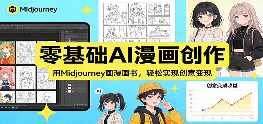 图片[1]-零基础AI漫画创作：用Midjourney画漫画书，轻松实现创意变现-云途创业网