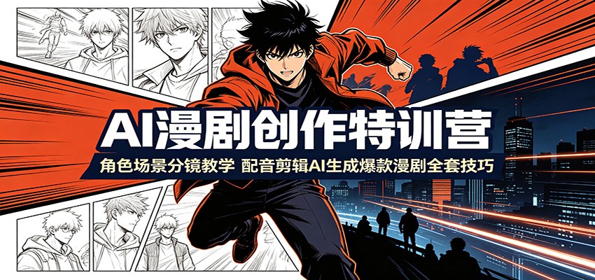 AI漫剧创作特训营：角色场景分镜教学，配音剪辑AI生成爆款漫剧全套技巧-云途创业网