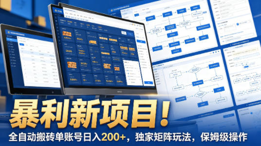 暴利新项目!全自动搬砖单账号日入200+,独家矩阵玩法,保姆级操作【揭秘】-云途创业网