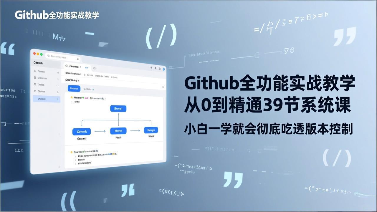 GitHub-全功能实战教学,从0到精通39节系统课,小白一学就会彻底吃透版本控制-云途创业网