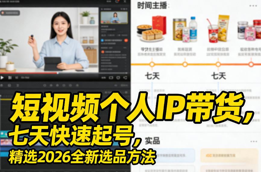短视频个人IP带货,七天快速起号,精选2026全新选品方法-云途创业网