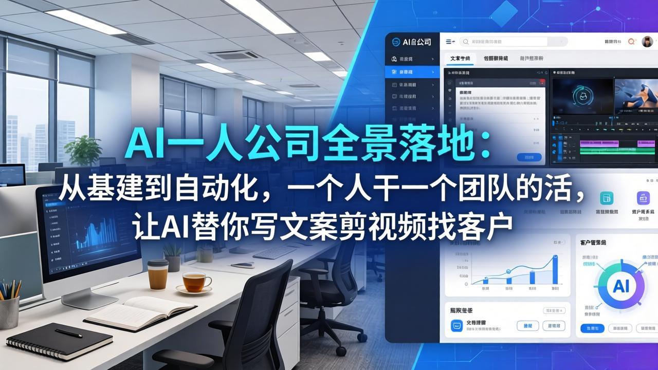 AI一人公司全景落地：从基建到自动化，一个人干一个团队的活，让AI替你写文案剪视频找客户-云途创业网