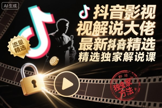 抖音影视解说大佬最新抖音进精选和独家方法,精选独家解说课(更新26年3月)-云途创业网