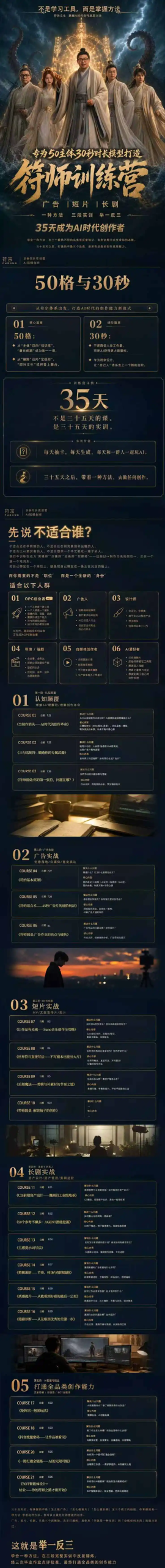 符师训练营-35天成为AI时代创作者,广告+短片+漫剧+智能体四大实战方向,掌握从创意到上线的完整工作流-云途创业网