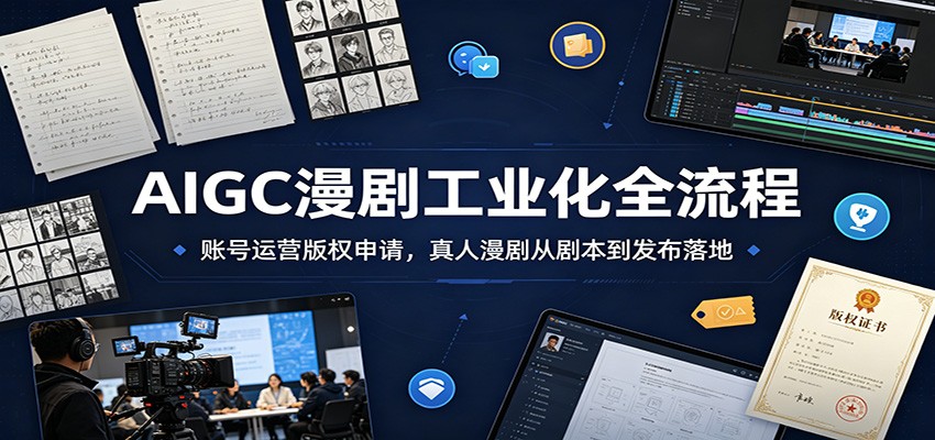 AIGC漫剧工业化全流程：账号运营版权申请，真人漫剧从剧本到发布落地-云途创业网