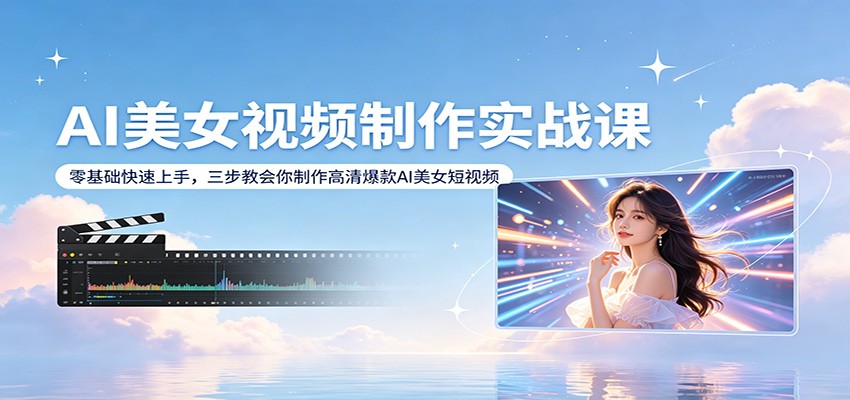 AI美女视频制作实战课：零基础快速上手，三步教会你制作高清爆款AI美女短视频-云途创业网