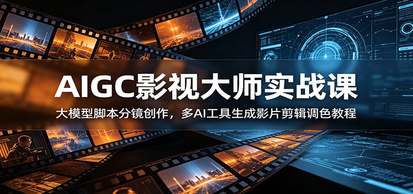 AIGC影视大师实战课：大模型脚本分镜创作，多AI工具生成影片剪辑调色教程-云途创业网